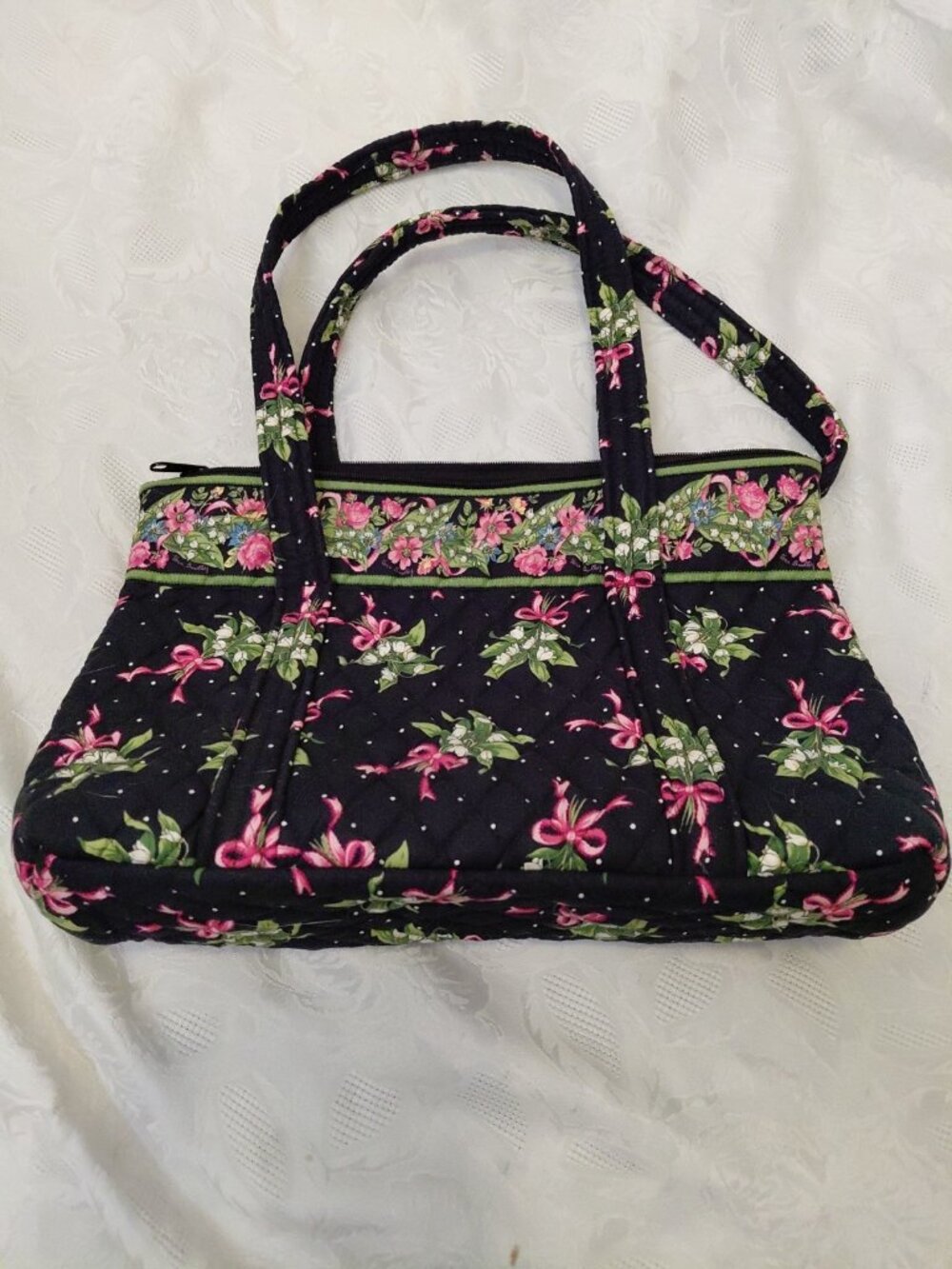 Vintage Vera Bradley Retired Pattern Breast Cancer Ribbon Handbag Purse - Picture 5 of 7